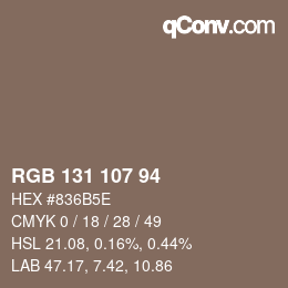 Farbcode: RGB 131 107 94 | qconv.com