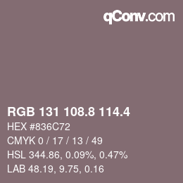 カラーコード: RGB 131 108.8 114.4 | qconv.com