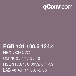 カラーコード: RGB 131 108.8 124.4 | qconv.com