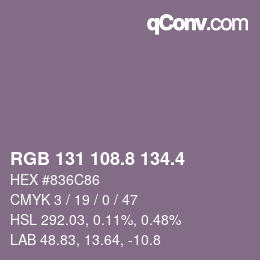 カラーコード: RGB 131 108.8 134.4 | qconv.com
