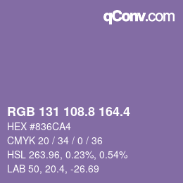 カラーコード: RGB 131 108.8 164.4 | qconv.com