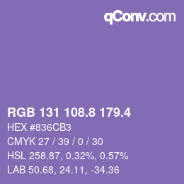 カラーコード: RGB 131 108.8 179.4 | qconv.com
