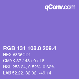 カラーコード: RGB 131 108.8 209.4 | qconv.com