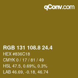 カラーコード: RGB 131 108.8 24.4 | qconv.com