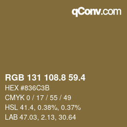 カラーコード: RGB 131 108.8 59.4 | qconv.com