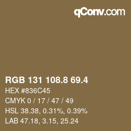 カラーコード: RGB 131 108.8 69.4 | qconv.com