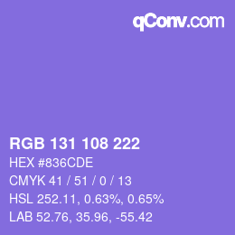 Color code: RGB 131 108 222 | qconv.com