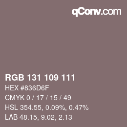 Código de color: RGB 131 109 111 | qconv.com