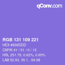 カラーコード: RGB 131 109 221 | qconv.com