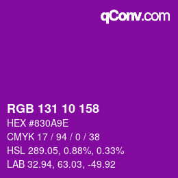 Color code: RGB 131 10 158 | qconv.com