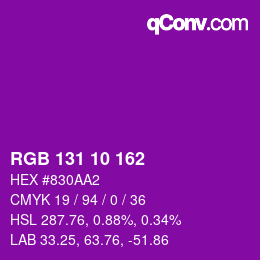 Color code: RGB 131 10 162 | qconv.com