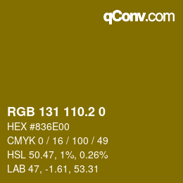 カラーコード: RGB 131 110.2 0 | qconv.com