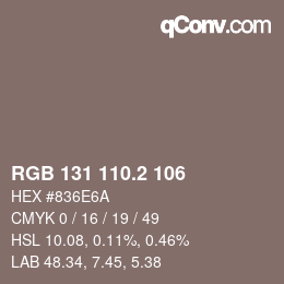 カラーコード: RGB 131 110.2 106 | qconv.com