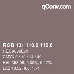 カラーコード: RGB 131 110.2 112.6 | qconv.com