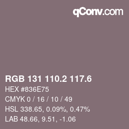 カラーコード: RGB 131 110.2 117.6 | qconv.com
