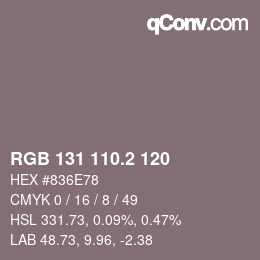 カラーコード: RGB 131 110.2 120 | qconv.com