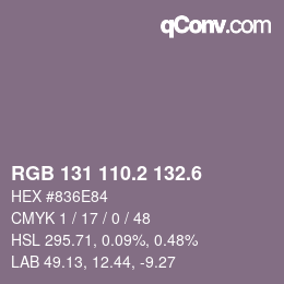 カラーコード: RGB 131 110.2 132.6 | qconv.com