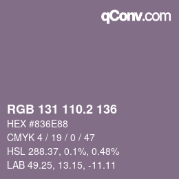 カラーコード: RGB 131 110.2 136 | qconv.com
