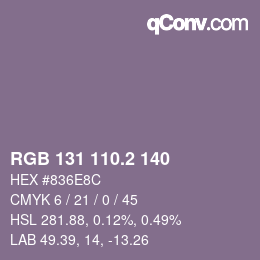 カラーコード: RGB 131 110.2 140 | qconv.com