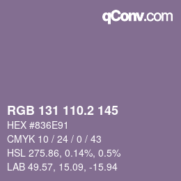 カラーコード: RGB 131 110.2 145 | qconv.com