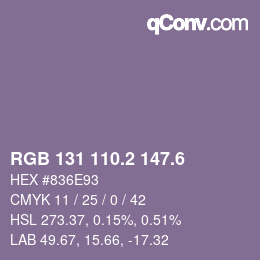 カラーコード: RGB 131 110.2 147.6 | qconv.com