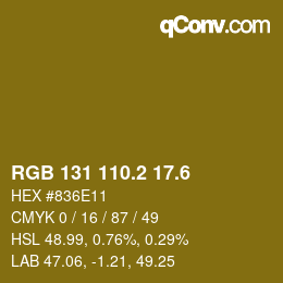 カラーコード: RGB 131 110.2 17.6 | qconv.com