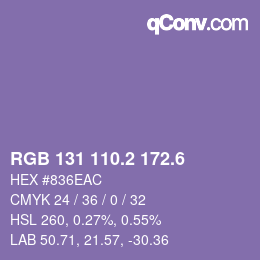 カラーコード: RGB 131 110.2 172.6 | qconv.com