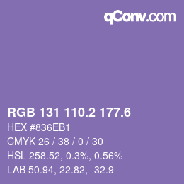カラーコード: RGB 131 110.2 177.6 | qconv.com