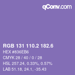 カラーコード: RGB 131 110.2 182.6 | qconv.com