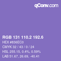 カラーコード: RGB 131 110.2 192.6 | qconv.com