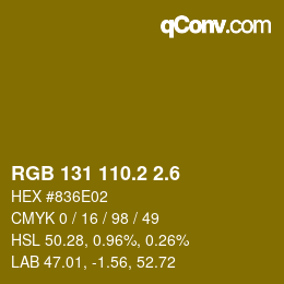 カラーコード: RGB 131 110.2 2.6 | qconv.com