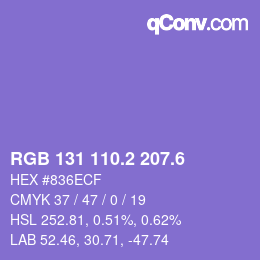 カラーコード: RGB 131 110.2 207.6 | qconv.com