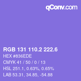 カラーコード: RGB 131 110.2 222.6 | qconv.com