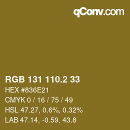 カラーコード: RGB 131 110.2 33 | qconv.com