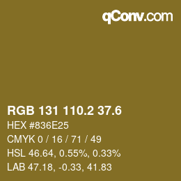 カラーコード: RGB 131 110.2 37.6 | qconv.com