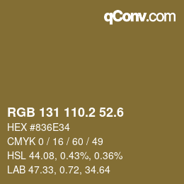 カラーコード: RGB 131 110.2 52.6 | qconv.com