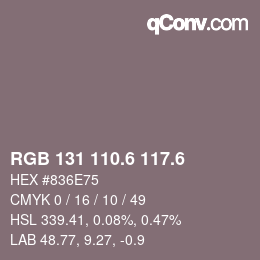 カラーコード: RGB 131 110.6 117.6 | qconv.com