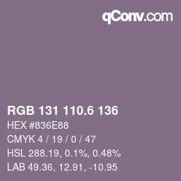 カラーコード: RGB 131 110.6 136 | qconv.com
