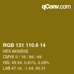 カラーコード: RGB 131 110.6 14 | qconv.com