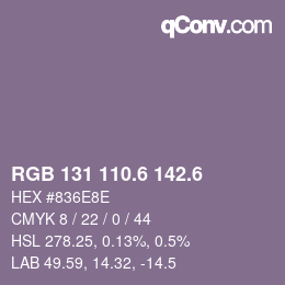 カラーコード: RGB 131 110.6 142.6 | qconv.com