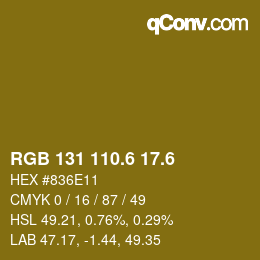 カラーコード: RGB 131 110.6 17.6 | qconv.com