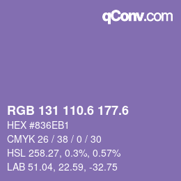 カラーコード: RGB 131 110.6 177.6 | qconv.com