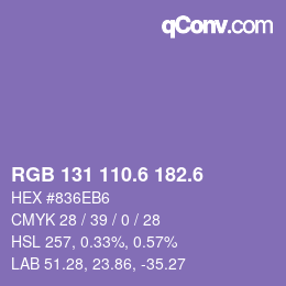 カラーコード: RGB 131 110.6 182.6 | qconv.com