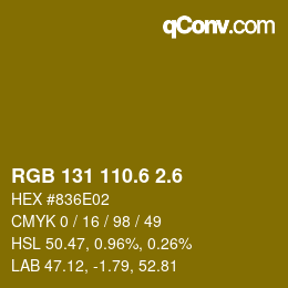 カラーコード: RGB 131 110.6 2.6 | qconv.com