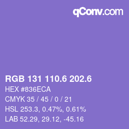 カラーコード: RGB 131 110.6 202.6 | qconv.com