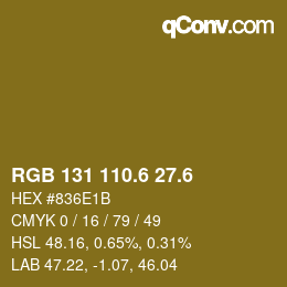 カラーコード: RGB 131 110.6 27.6 | qconv.com