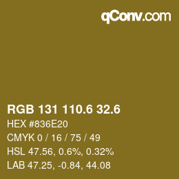 カラーコード: RGB 131 110.6 32.6 | qconv.com