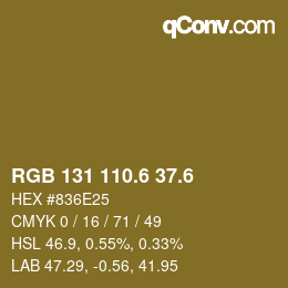 カラーコード: RGB 131 110.6 37.6 | qconv.com