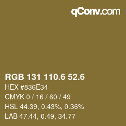 カラーコード: RGB 131 110.6 52.6 | qconv.com