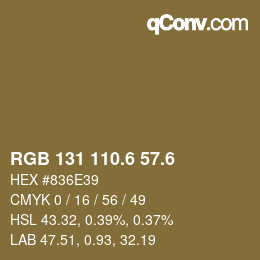 カラーコード: RGB 131 110.6 57.6 | qconv.com
